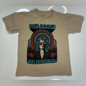 The Door Jim Morrison Graphic T-shirt Women Small Beige Short Sleeve Music
